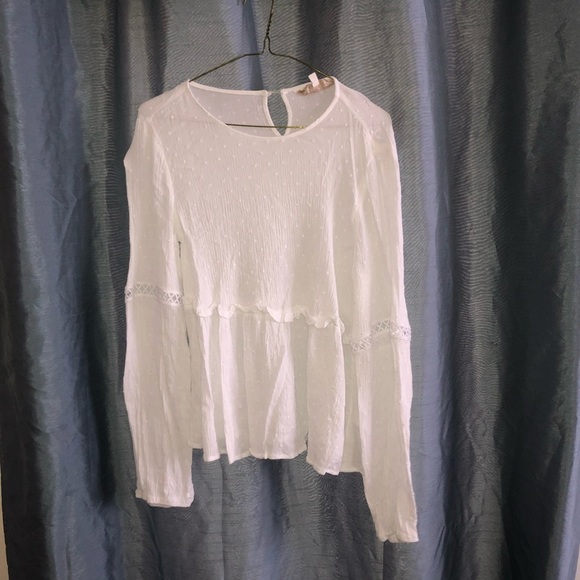 APRICOT size 8 white dreamy like Ruffled Blouse Relaxed Fit, long sleeves - Picture 1 of 7
